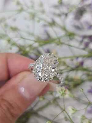 2Ct Oval Lab Created Diamond Solitaire Engagement Ring 14K White Gold Plated