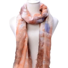 J FRANCIS Scarf Ladies Orange 75% Linen and 25% Cotton 78 x 31 in Fashion Long 