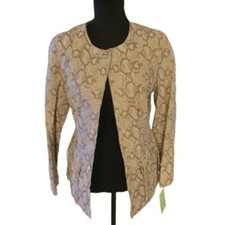 Chi By Falchi Brown/cream 100% leather Snake Print Button Up Jacket Medium Nwt