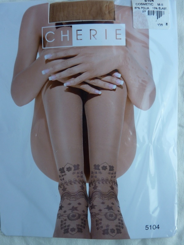 collant CHERIE  beige voile avec effet tatouage à la cheville taille M/2 