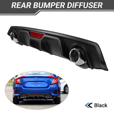 Fit For 2016-2020 Honda Civic Sedan MCX Style Matte Black Rear Bumper Diffuser