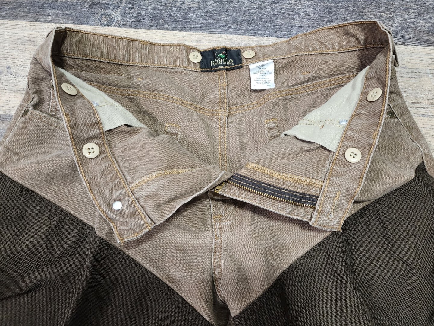 RedHead Mens Pants Brown Denim Brush Guard Hunting Workwear Jeans. 38 x