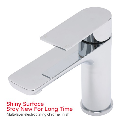 WELS Round Bathroom Basin Mixer Tap Vanity Sink Faucet Round Spout Chrome Black - Picture 7 of 24