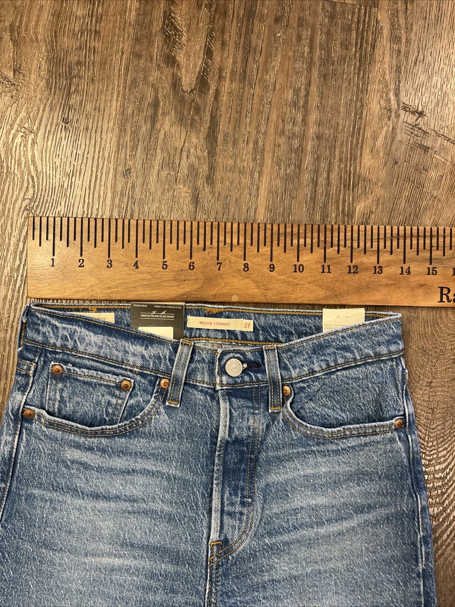 Levi's Premium Wedgie Straight Fit High Rise Button Fly Jeans Blue