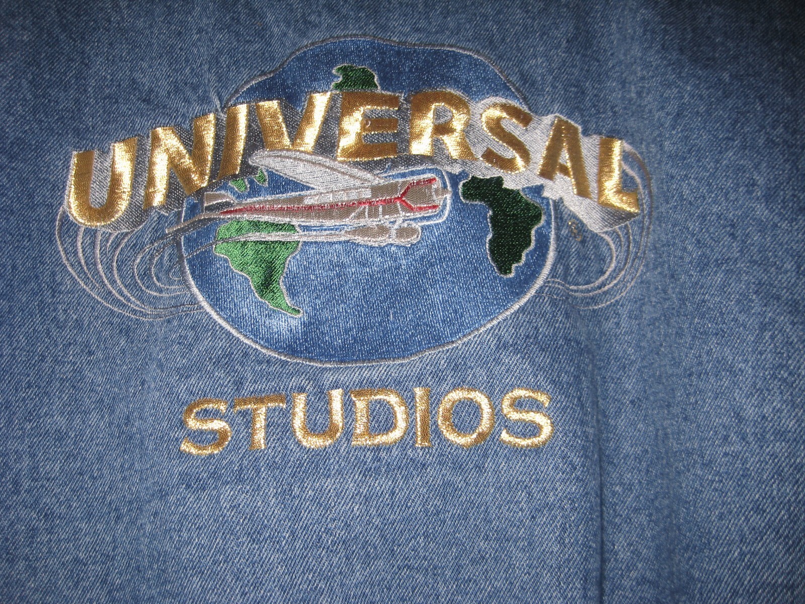Rare Vintage Universal Studios Denim Varsity Jacket … Gem
