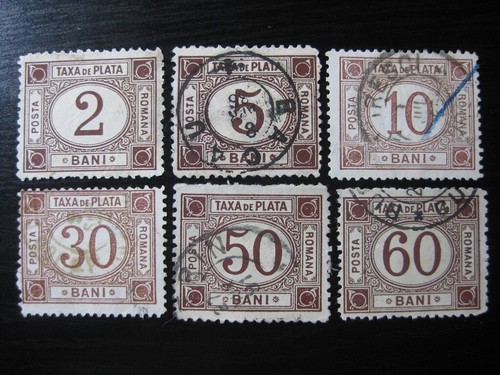 ROMANIA Sc. #J1-J6 ¡J6 juego de sellos escasos usados! SCV $11,25