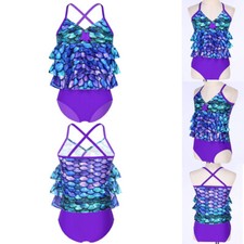 Kids Girls Set Beachwear Suit Tankini Outfit Mermaid Summer Sleeveless Tops