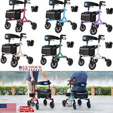 Senior Walker Lightweight Rollator Walker With Seat Back Support  Storage Bag