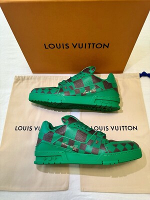Louis Vuitton グリーンチェック スニーカー Louis Vuitton LV Trainer Sneaker Damier Pop Green | eBay
