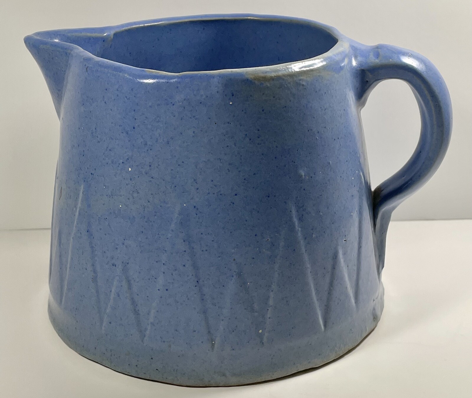 RUCKELS POTTERY WHITE HALL ILLINOIS STONEWARE BLUE SAWTOOTH MILK PITCHER eBay