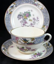 Lenox Ming Birds Black Backstamp Trio Cup and Saucer with Bread Plate Vintage