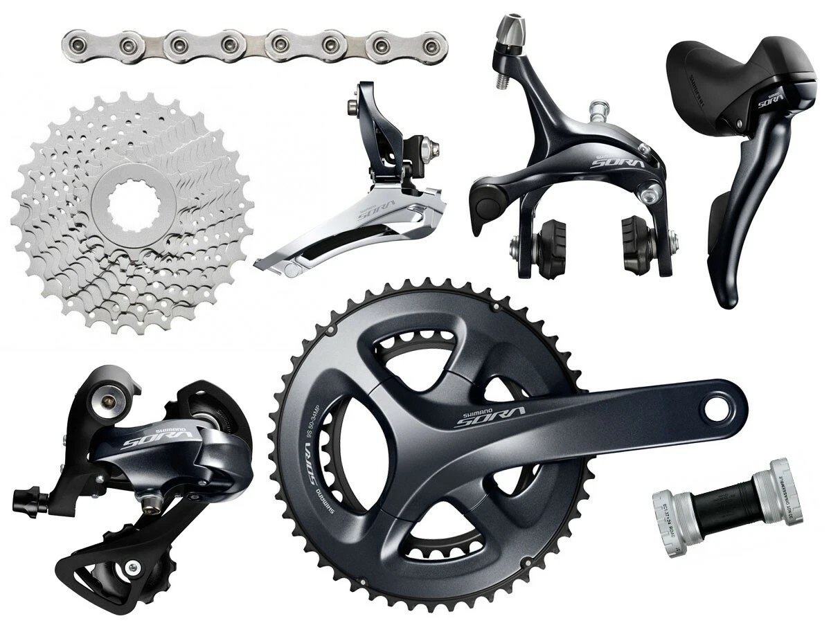 New Shimano Sora R3000 Road Group Groupset 2*9-speed 50/34t 170mm 25t BSA