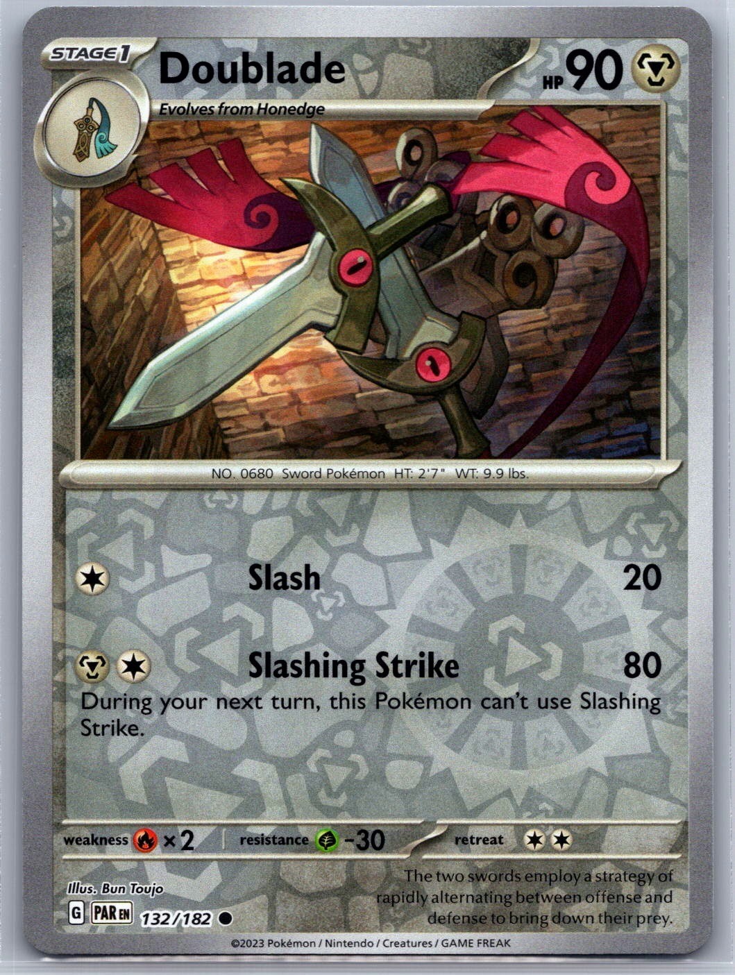 Doublade 132/182 Common Paradox Rift Pokemon Reverse Holo Near Mint