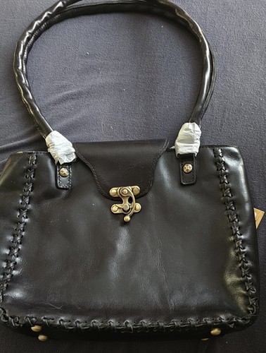 269 $. Patricia Nash Rosalia kleine Leder Schultertasche schwarz Messing gebürstet - Bild 1 von 3