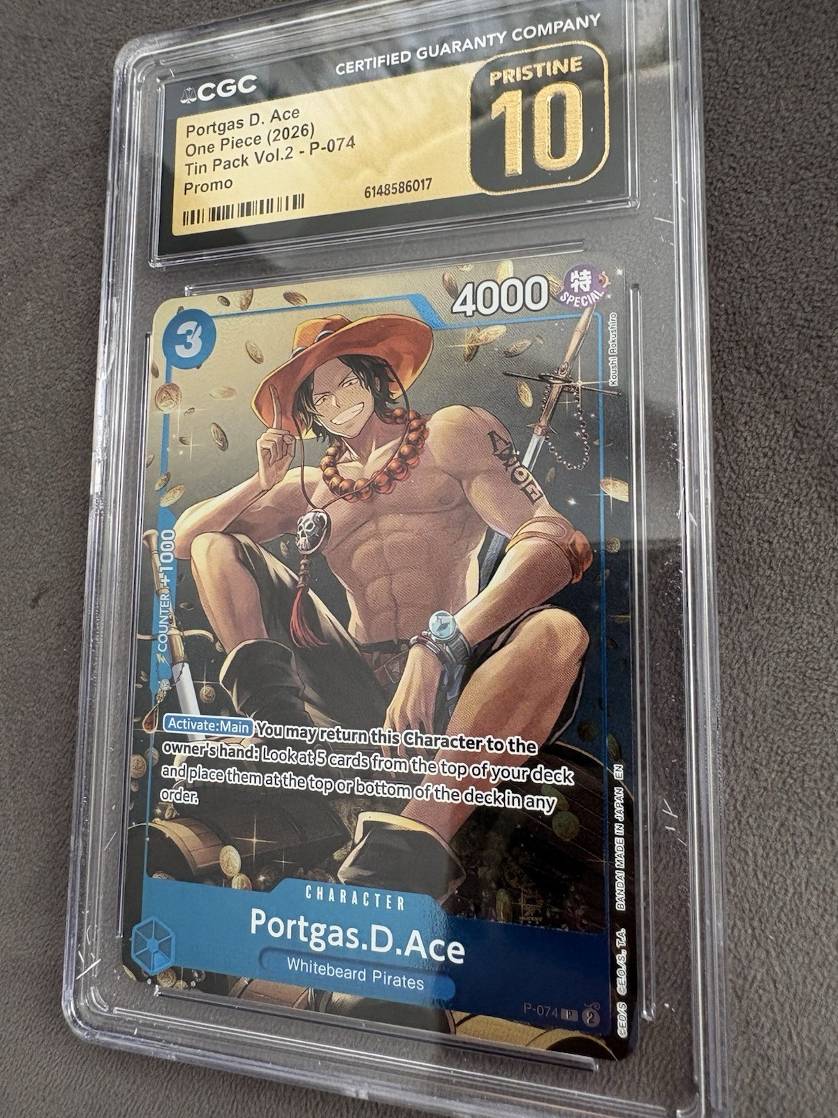 Portgas D Ace #P-074 Tin Pack Volume 2 Promo One Piece POP 155 CGC Pristine 10 view 8
