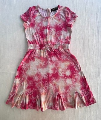 Three Pink Hearts Tie-Dye Floral Skater-style Dress Girls Pink Size XL