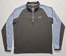Oakley Shirt Mens L Gray Light Blue Mock Neck Pullover Long Sleeve 1/4 Zip Golf