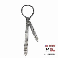 Women Rhinestone Tie Glitter Necktie for Daily Party Black