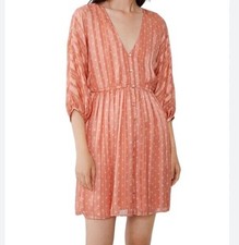 Zara Women's Peach V Neck Satin Mini Dress Size XS