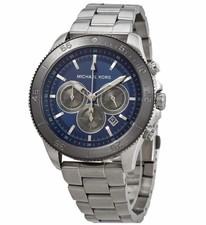 Michael Kors MK8662 Cortlandt Men's 45mm Chronograph Blue Dial 8" Watch 299