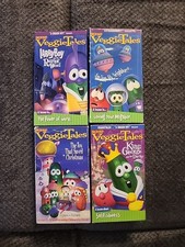 4 Vintage Veggie Tales VHS Cartoon Tapes Big Idea Kids Movies Lot