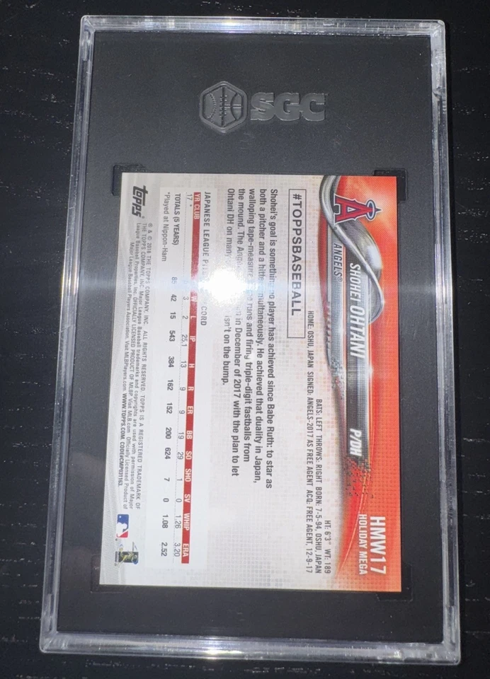 2018 SHOHEI OHTANI Topps Holiday Mega Box ROOKIE RC #HMW17 SGC 10 GEM MINT 🔥 - Image 3 of 4
