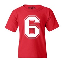 6 Six Varsity Number Kids T-Shirt Funny Number Meme Shirt