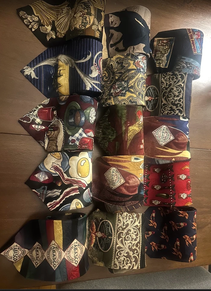 Lote de 15 Corbatas Hombre Tabasco Vintage 100% Seda Novedad Usadas Buen Estado Foto 4 de 4