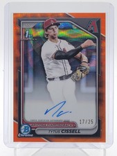 TYTUS CISSELL 2024 BOWMAN CHROME 1ST AUTO SHIMMER ORANGE REFRACTOR /25 Q5966