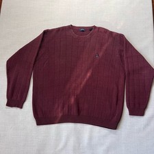 IZOD Red Crew Neck Pullover Sweater - Men's Size Large - 100 Cotton