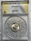 1946 S AU Roosevelt Dime Attractive Gold Toning