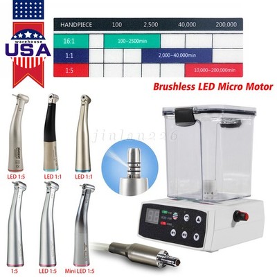 Dental LED Electric Motor System Water Tank/1:5 1:1 Handpiece For Practice USA