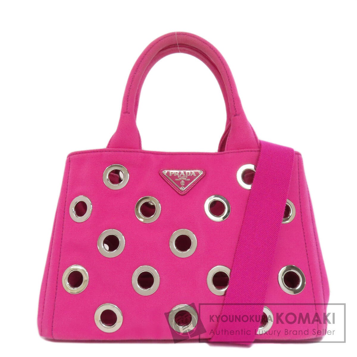 PRADA 1BG439 Canapa Mini Punching 2WAY Handbag Canvas Ladies Used from japan