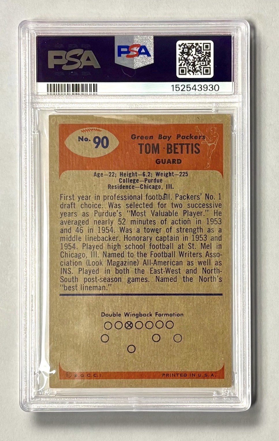1955 Bowman Tom Bettis #90 Well Centered Fresh Slab PSA 5.5 EX+ POP 2! view 2