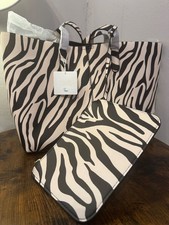 black zebra print tote bag with pouch by newlook