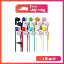 10 Pack Bulk Wired Earbuds, In Ear Headphones with 3.5mm Jack, 4ft Tangle Free C