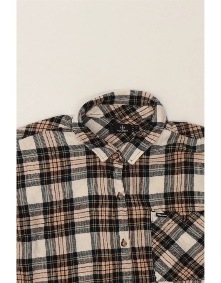 VOLCOM Womens Flannel Shirt US 10 Large White Check Cotton PP10 - Image 3 of 3