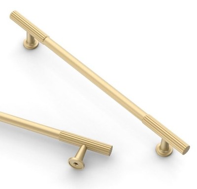 Asidrama 6-Pack Brushed Gold Cabinet Pulls 12.6  Hole Center (15.5  Overall)