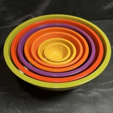 Vintage Crate & Barrel Zak Designs Set of 6 Melamine Nesting Mixing Bowls -Read-