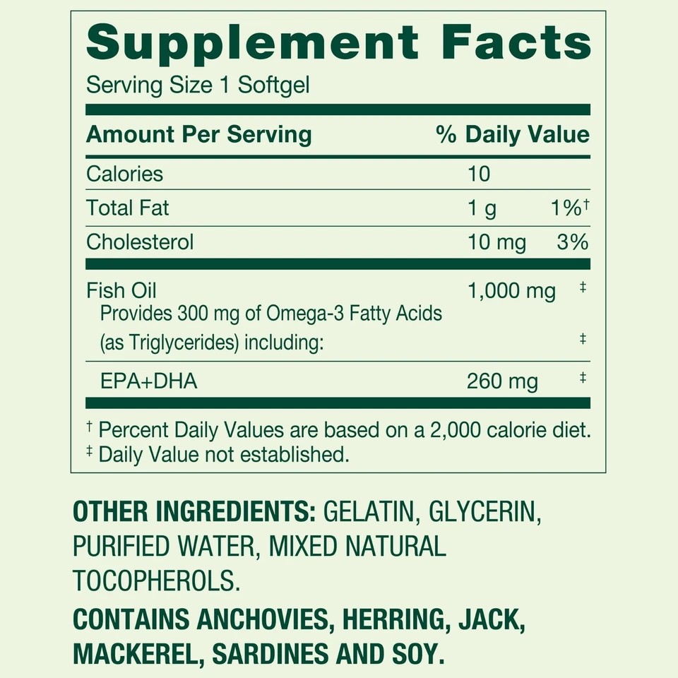 Spring Valley Omega-3 Fish Oil Heart Health Dietary Supplement Softgels, 300 Ct - Image 2 of 3