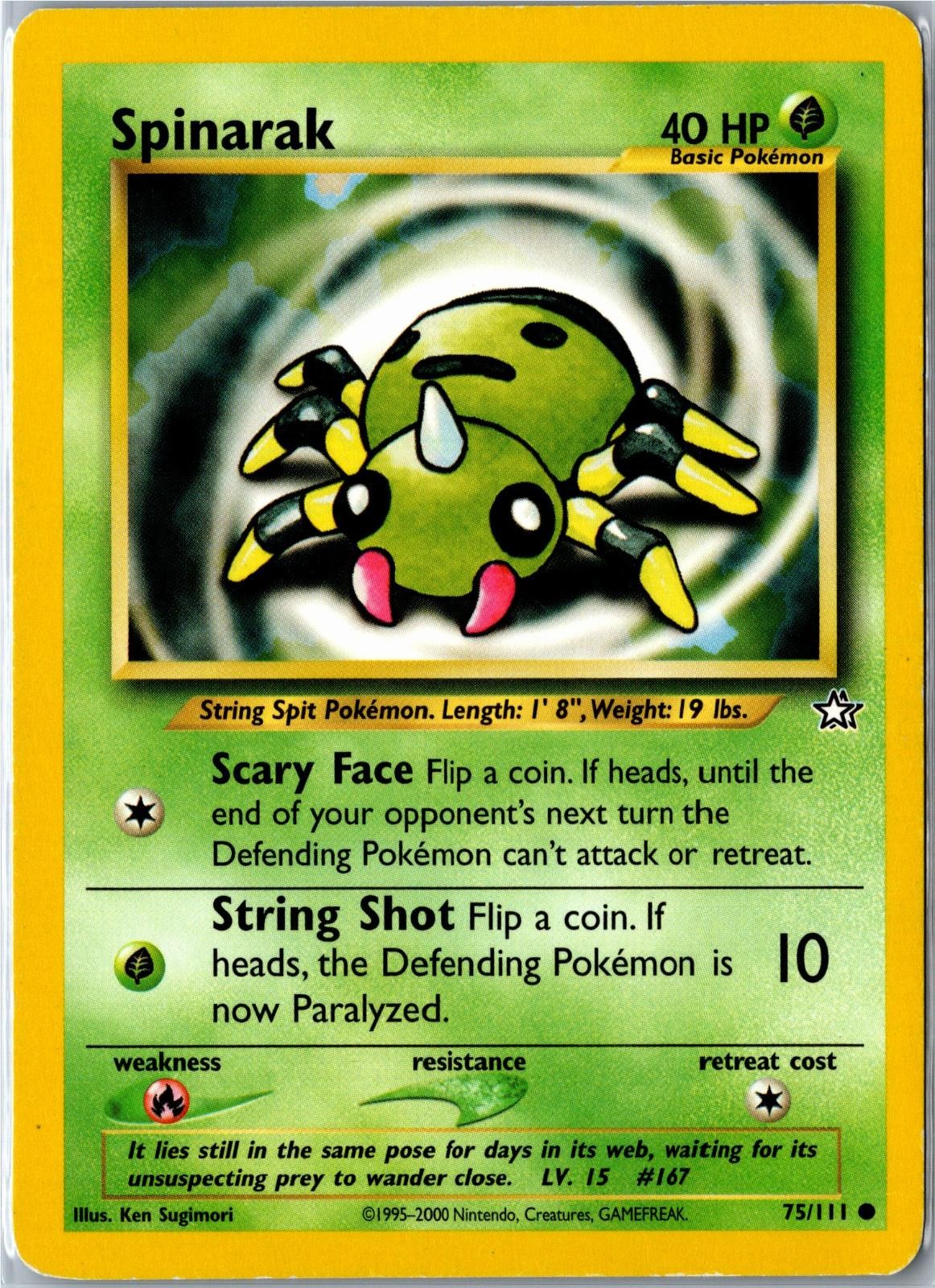 Pokemon Card - Spinarak 75/111 Neo Genesis Common Moderately Played