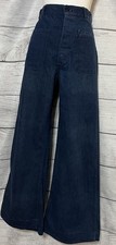 Vintage 60s US Navy Sailor Denim Button Front Dungaree Bell Bottom Jeans Men's