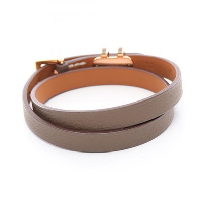 HERMES Pop H Double Tour Bracelet Swift leather Gold Plated  display picture 2