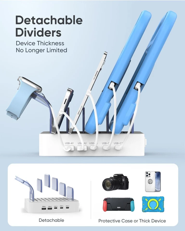 USB C and USB A 90W 5 Port Fast Charging Station Apple & Android Devices - Image 3 of 4