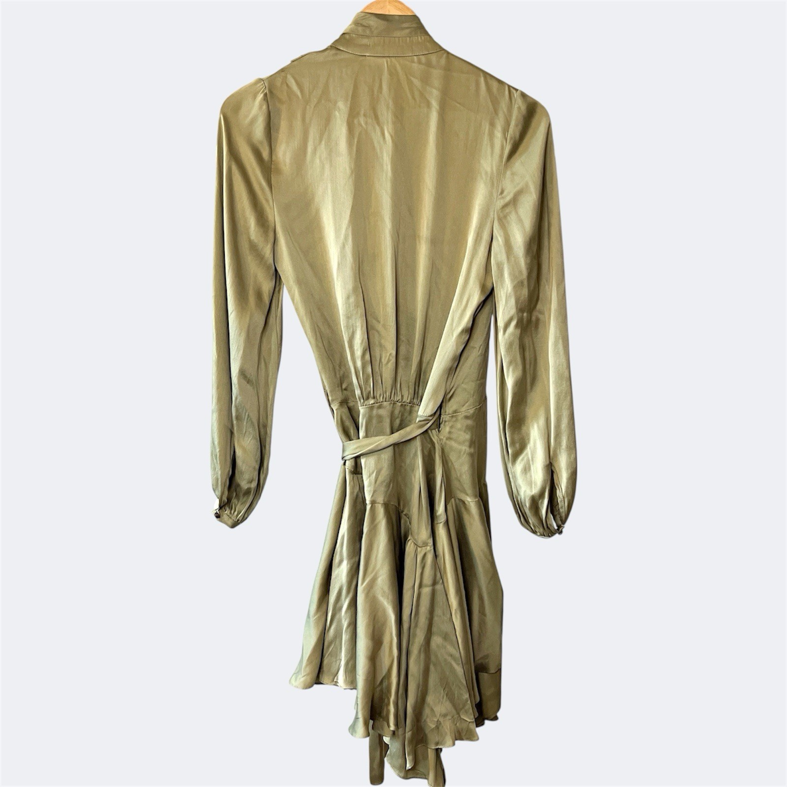 Zimmermann Empire Silk Sueded Mini Dress 0 / AU 8 / US 4 Olive Green Long Sleeve image 6