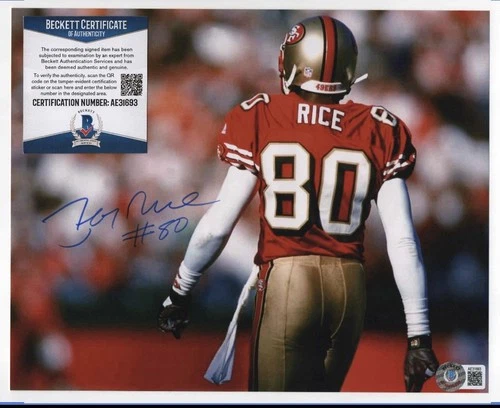 Jerry Rice Signed 8x10 Photo - COA by BECKETT - San Francisco 49ers - NFL  - #80
