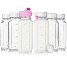 Sovietiep 6 Pack 16 Oz Breast Milk Storage Bottles, Glass Bottles with Lids ...
