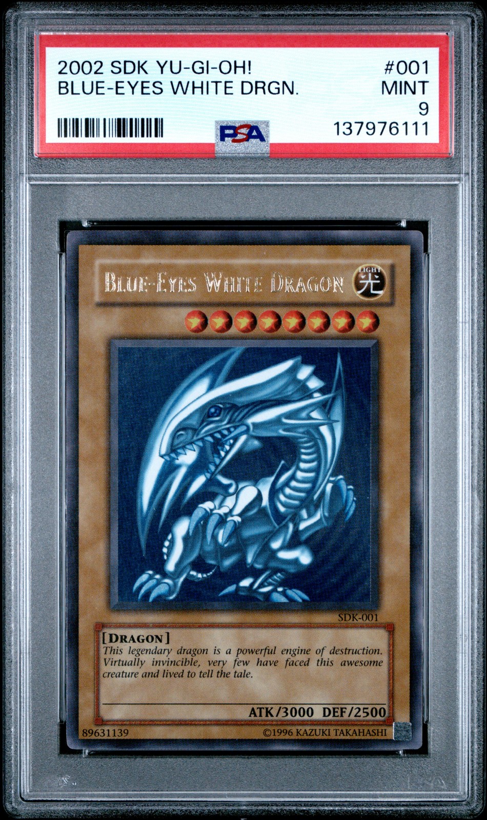 2002 YU-GI-OH! STARTER DECK: KAIBA #001 BLUE-EYES WHITE DRAGON PSA 9