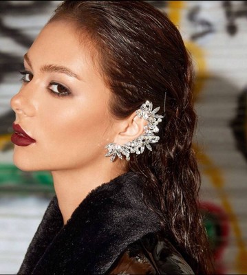 ✨NEW Elegant Silver Crystal Ear Cuff Teardrop Crystal Ear Cuff | Maison des Nus Jewelry main image 4