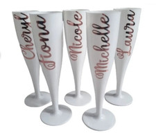 personalised white champagne flutes